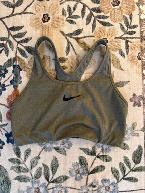Nike Olive Green Racerback Sports Bra with Black Swoosh